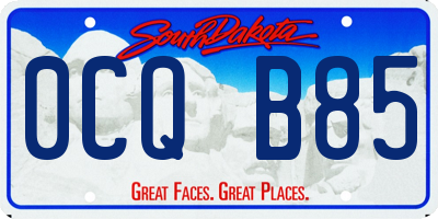 SD license plate 0CQB85