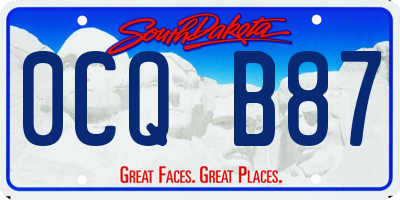 SD license plate 0CQB87