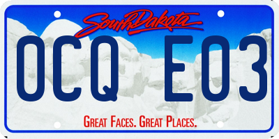 SD license plate 0CQE03
