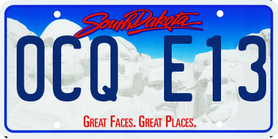 SD license plate 0CQE13