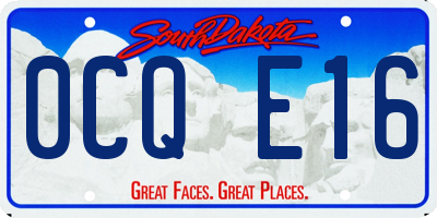 SD license plate 0CQE16