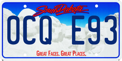 SD license plate 0CQE93