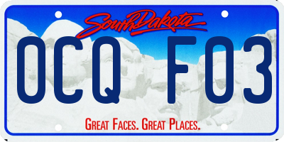 SD license plate 0CQF03