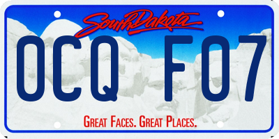 SD license plate 0CQF07