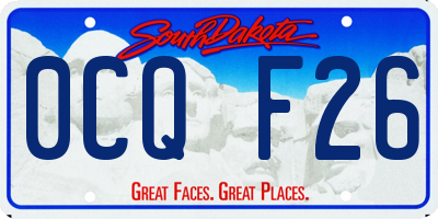 SD license plate 0CQF26