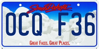 SD license plate 0CQF36