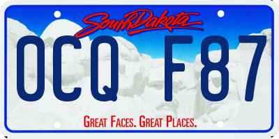 SD license plate 0CQF87