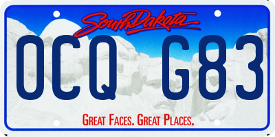 SD license plate 0CQG83