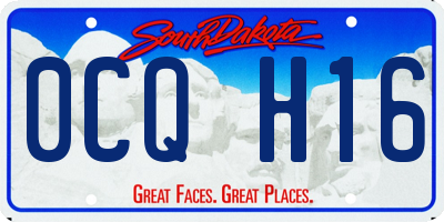 SD license plate 0CQH16