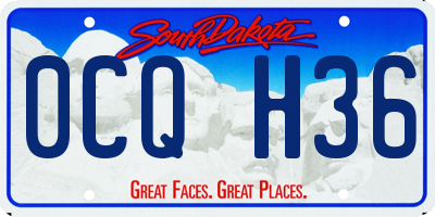 SD license plate 0CQH36