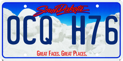 SD license plate 0CQH76