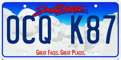 SD license plate 0CQK87