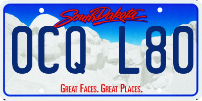 SD license plate 0CQL80