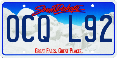 SD license plate 0CQL92