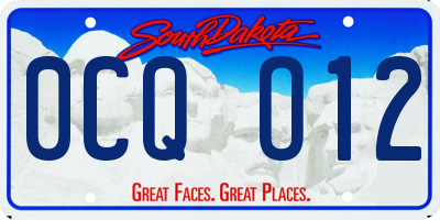 SD license plate 0CQO12