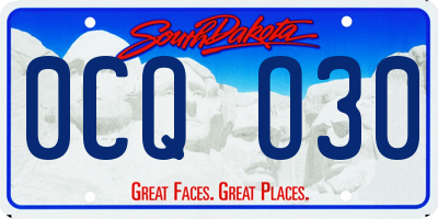 SD license plate 0CQO30