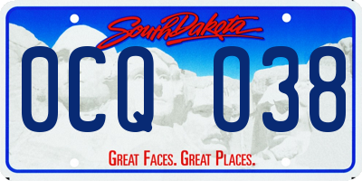 SD license plate 0CQO38