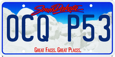 SD license plate 0CQP53
