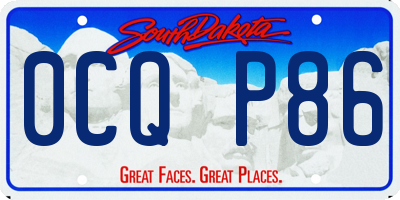 SD license plate 0CQP86