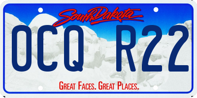 SD license plate 0CQR22