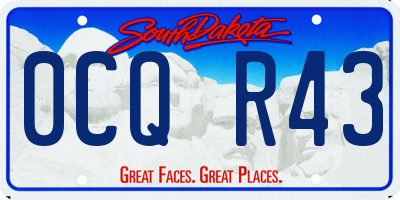SD license plate 0CQR43