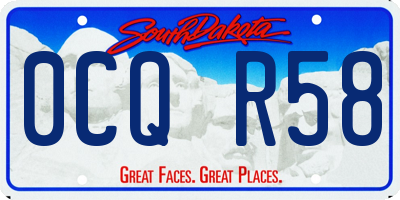 SD license plate 0CQR58