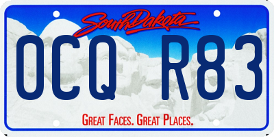 SD license plate 0CQR83