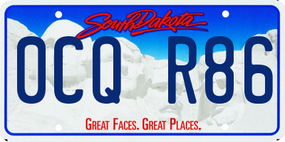 SD license plate 0CQR86