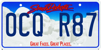 SD license plate 0CQR87