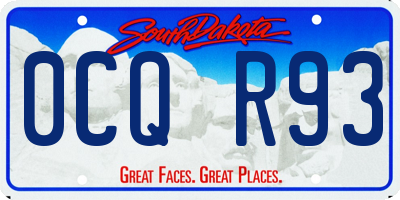 SD license plate 0CQR93