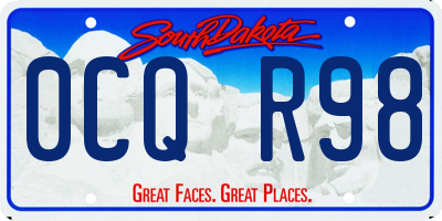 SD license plate 0CQR98