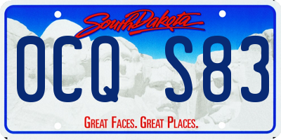 SD license plate 0CQS83