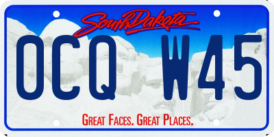 SD license plate 0CQW45