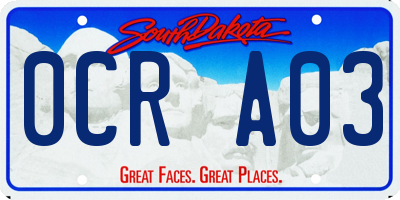 SD license plate 0CRA03