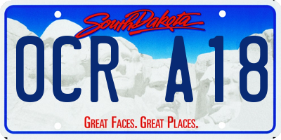 SD license plate 0CRA18