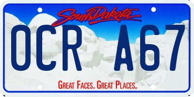 SD license plate 0CRA67