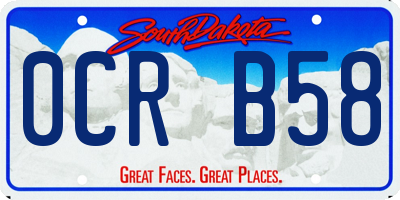 SD license plate 0CRB58