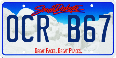 SD license plate 0CRB67
