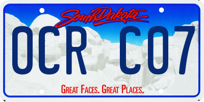 SD license plate 0CRC07