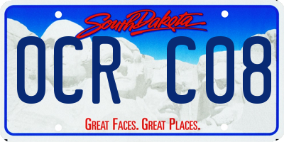 SD license plate 0CRC08