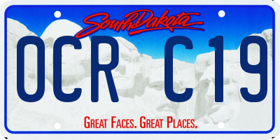 SD license plate 0CRC19
