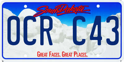 SD license plate 0CRC43