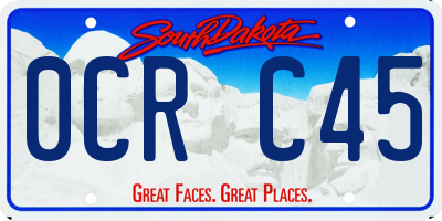 SD license plate 0CRC45