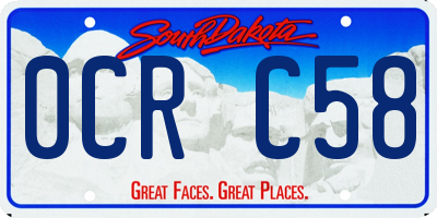 SD license plate 0CRC58