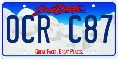 SD license plate 0CRC87
