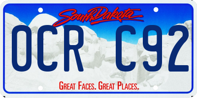 SD license plate 0CRC92