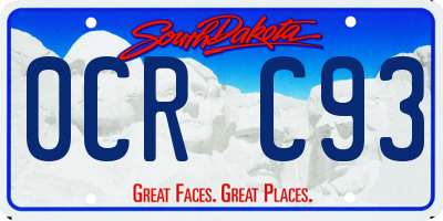 SD license plate 0CRC93