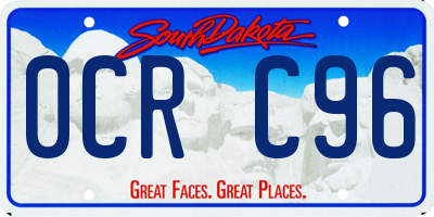 SD license plate 0CRC96