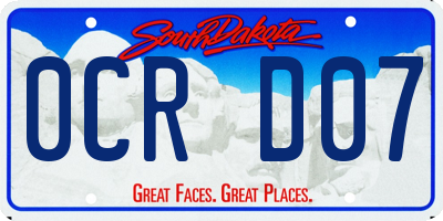 SD license plate 0CRD07