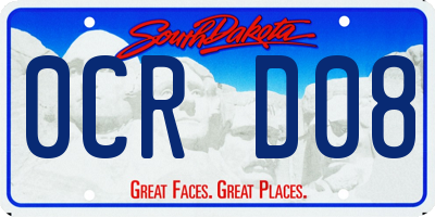 SD license plate 0CRD08
